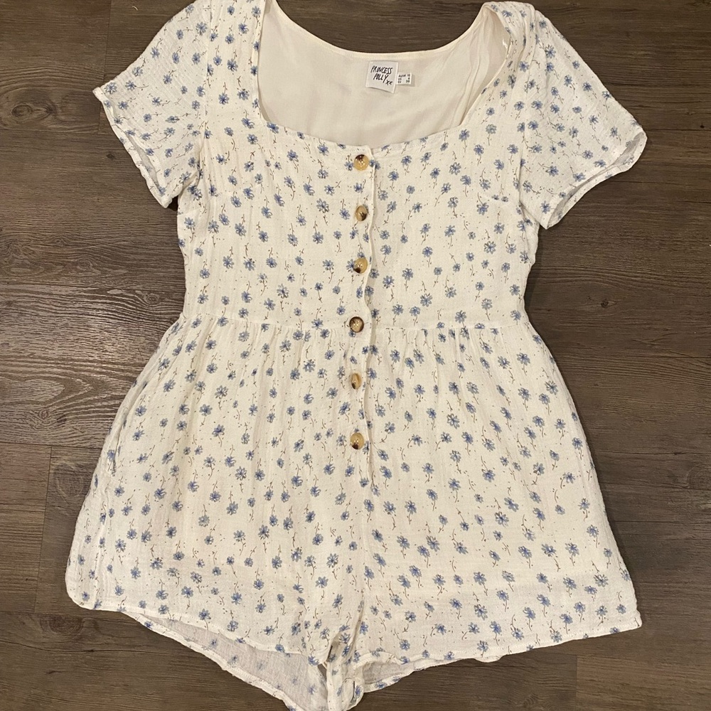 Princess Polly Savona Playsuit Romper Blue Floral Size 6